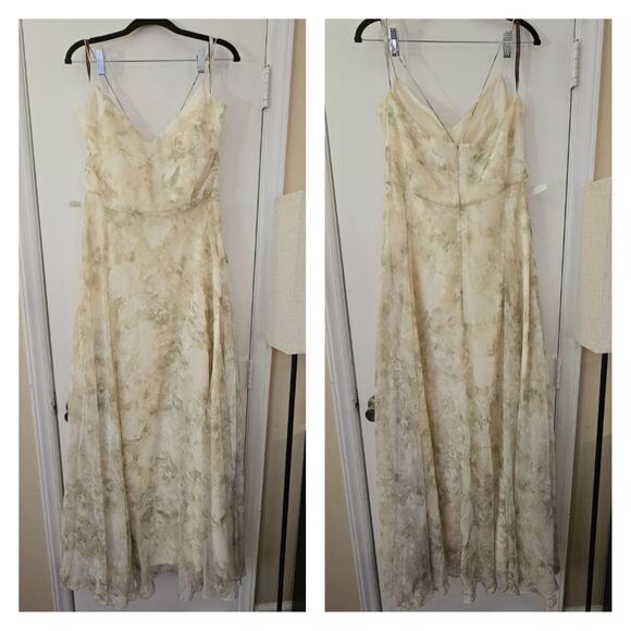 Jenny Yoo Collection Formal Watercolor Floral Chiffon Gown Size 12 Event Prom - Picture 1 of 8